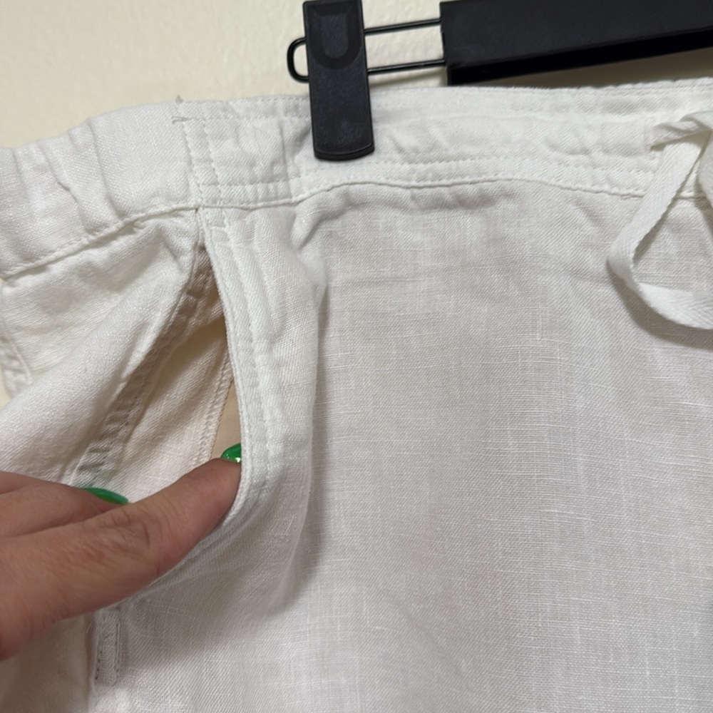 J. Jill love linen woman white linen shorts size XL. inseam 7” drawstring - Picture 2 of 5